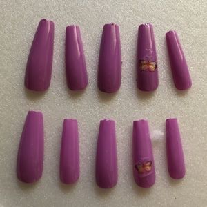 purple butterfly nail set